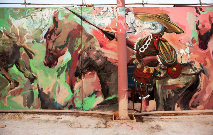 Dom Quixote um personagem inesquecível, representado em uma arte de rua.